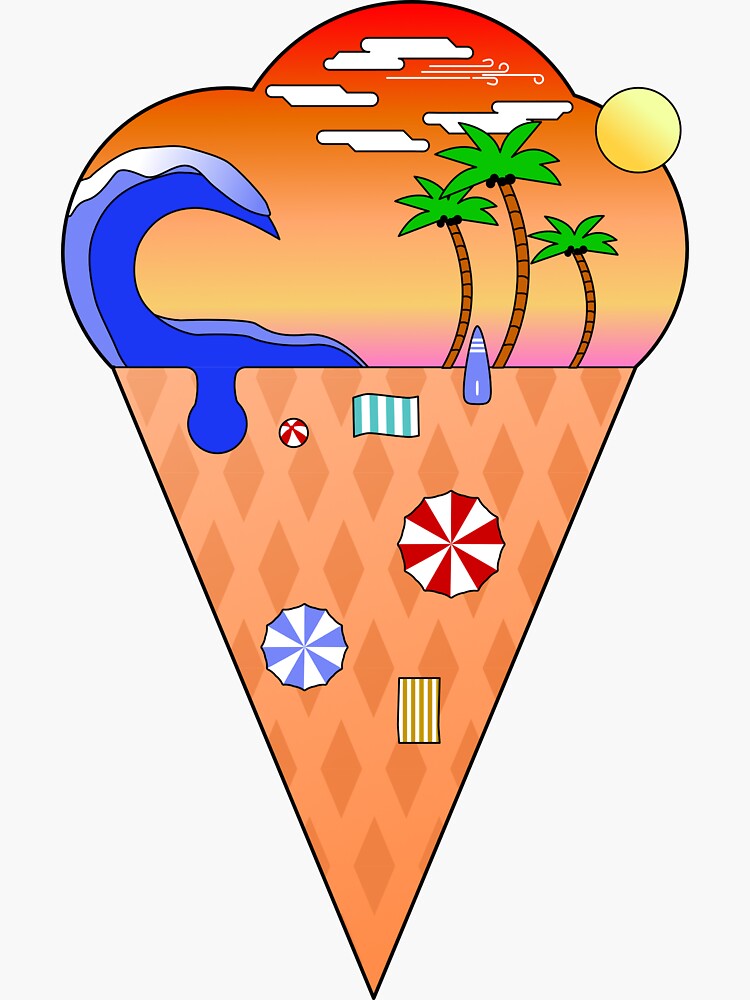Thumbnail 3 of 3, Sticker, Summer Beach Ice Cream designed and sold by JTatum95.
