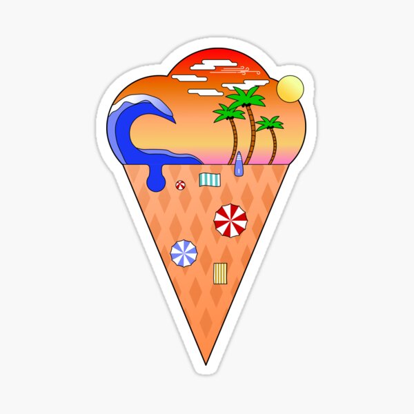 Summer Beach Ice Cream Sticker
