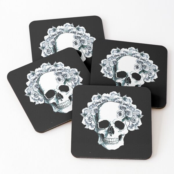Item preview, Sugar skull with roses flowers vintage blue designed and sold by Collagedream.