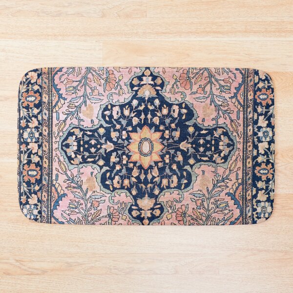 Bath Mat, Boho Rust Navy