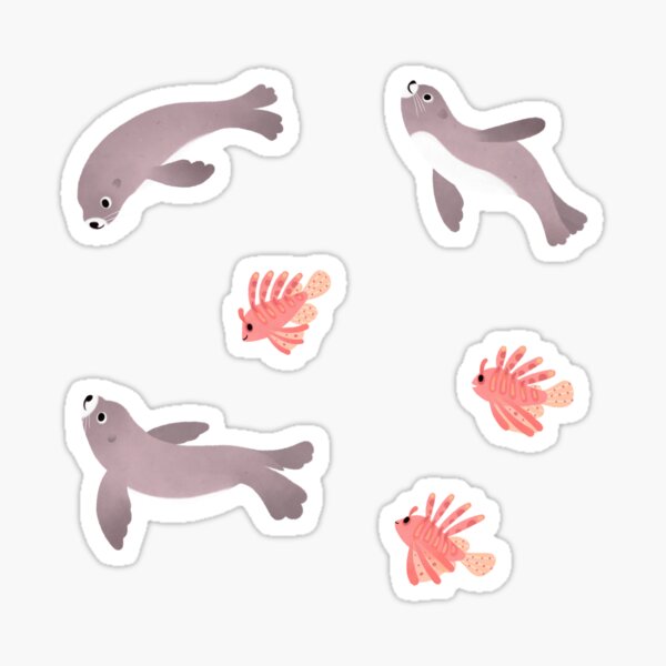 Item preview, Sea lion and Lionfish designed and sold by pikaole.