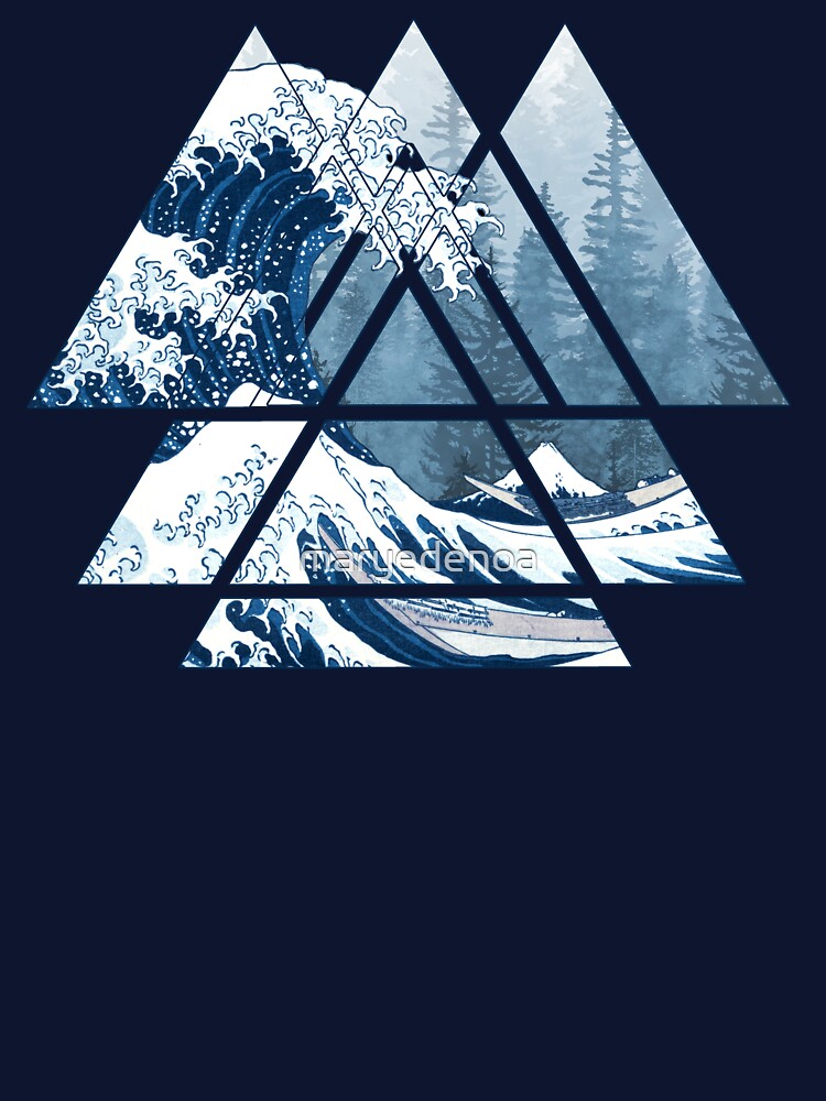 Thumbnail 7 of 7, Classic T-Shirt, The Great Sacred Geometry Triangles - Misty Forest Wave designed and sold by maryedenoa.