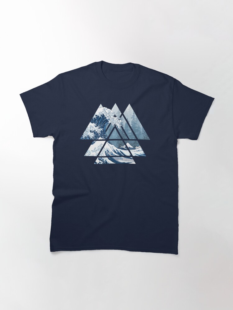 Thumbnail 3 of 7, Classic T-Shirt, The Great Sacred Geometry Triangles - Misty Forest Wave designed and sold by maryedenoa.