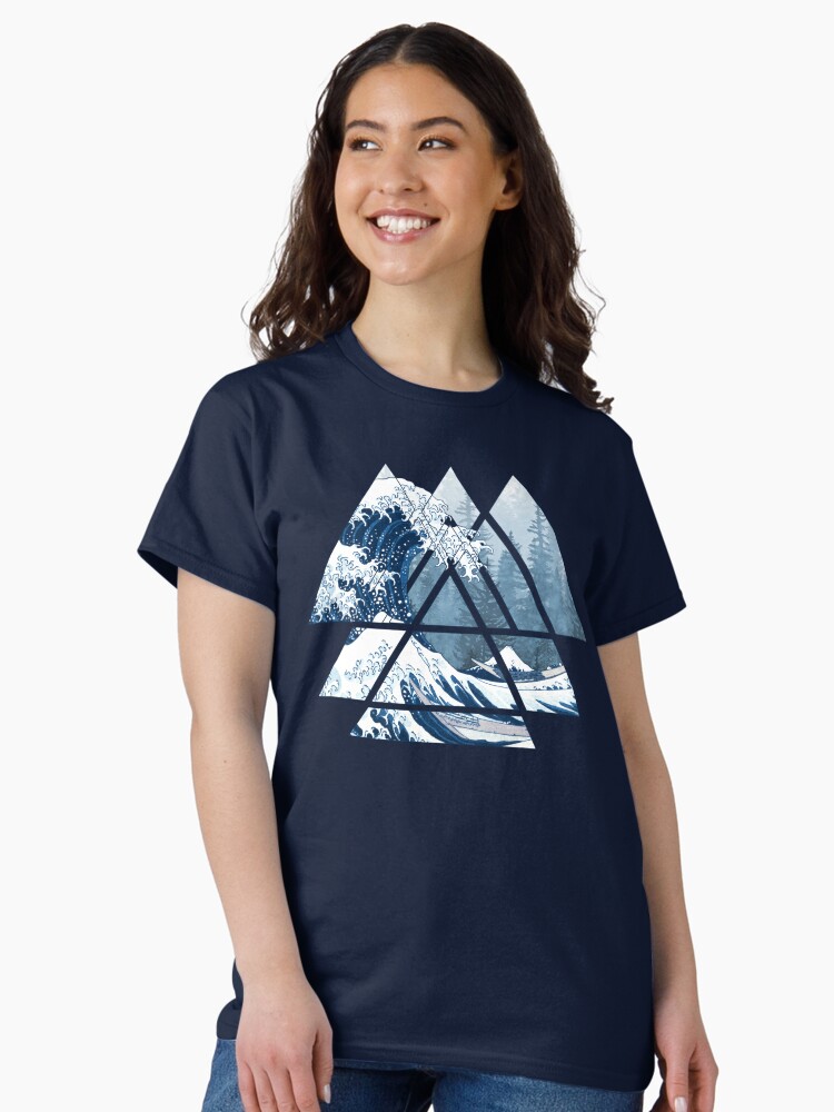 Thumbnail 2 of 7, Classic T-Shirt, The Great Sacred Geometry Triangles - Misty Forest Wave designed and sold by maryedenoa.