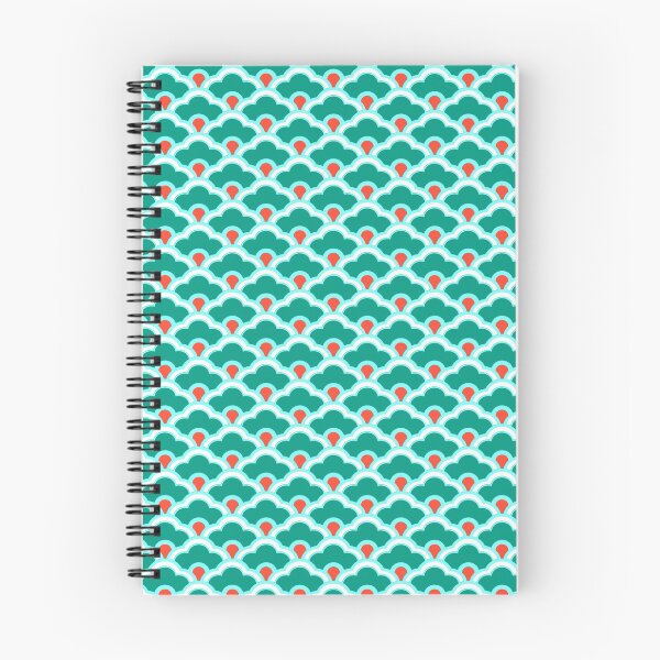 Item preview, Deco Chinese Scallops, Teal, Aqua and Coral designed and sold by Marymarice.
