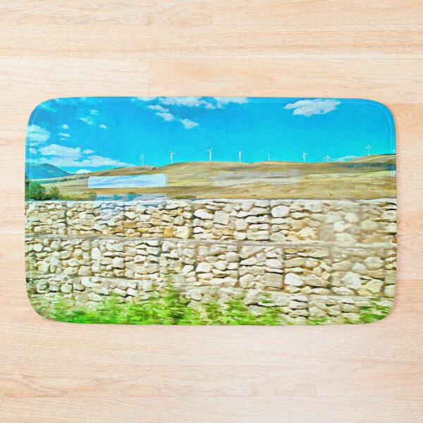Item preview, Abruzzo landscape from train window with wall and wind turbines designed and sold by Giuseppe Cocco.