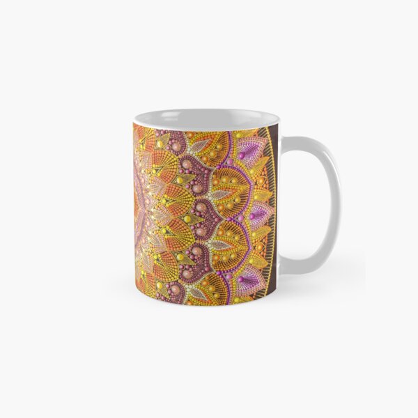 Orange mandala painting on canvas Classic Mug