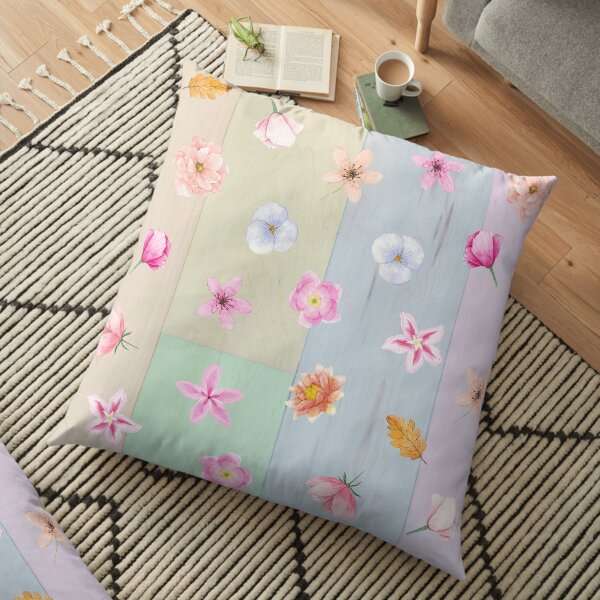 Pastel Flowers Floor Pillow