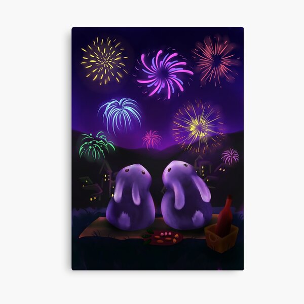 Chubby bunnies watch firework Canvas Print