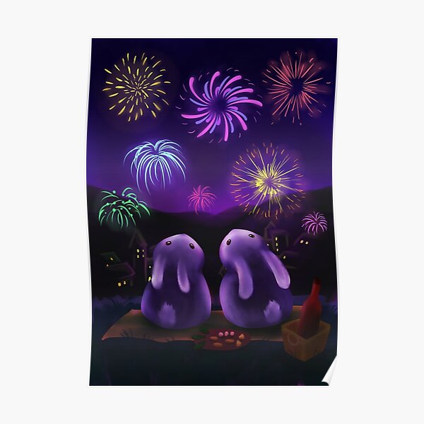 Chubby bunnies watch firework Poster