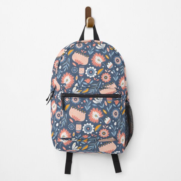 Item preview, Folk Art Florals in Blue + Pink designed and sold by latheandquill.