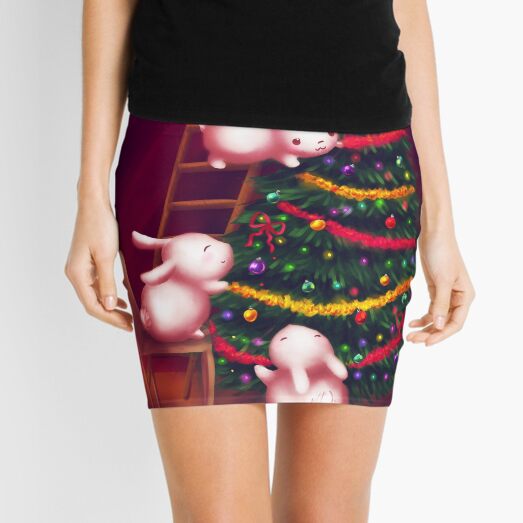 Chubby bunnies decorate the tree Mini Skirt