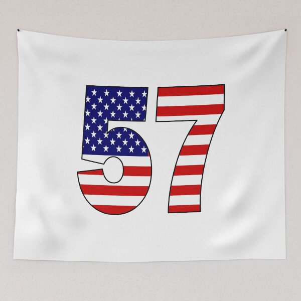 Item preview, Number 57 with USA flag on the background designed and sold by AllShirts21.