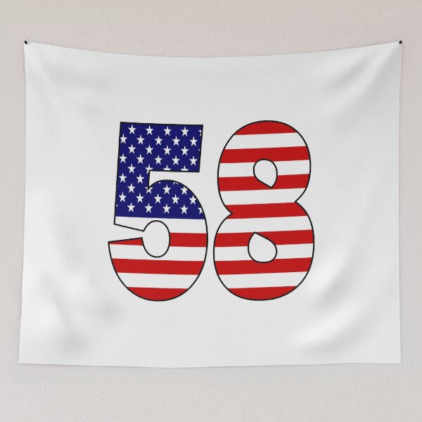Item preview, Number 58 with USA flag on the background designed and sold by AllShirts21.