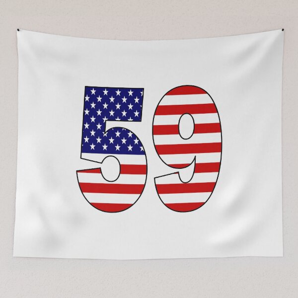 Item preview, Number 59 with USA flag on the background designed and sold by AllShirts21.