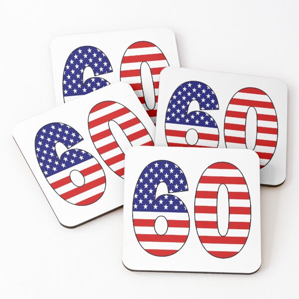 Item preview, Number 60 with USA flag on the background designed and sold by AllShirts21.