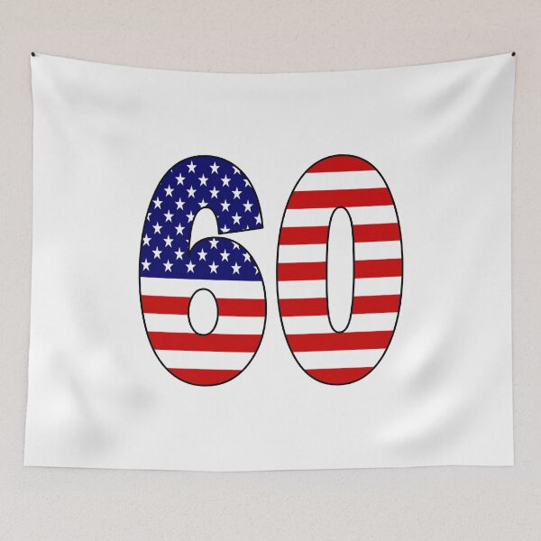 Item preview, Number 60 with USA flag on the background designed and sold by AllShirts21.