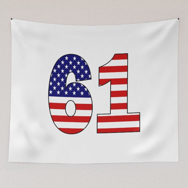 Item preview, Number 61 with USA flag on the background designed and sold by AllShirts21.