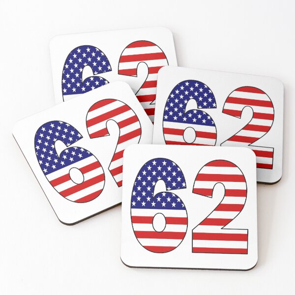 Item preview, Number 62 with USA flag on the background designed and sold by AllShirts21.