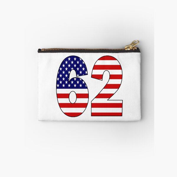 Item preview, Number 62 with USA flag on the background designed and sold by AllShirts21.