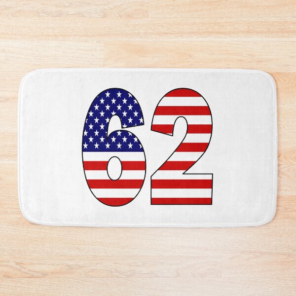 Item preview, Number 62 with USA flag on the background designed and sold by AllShirts21.