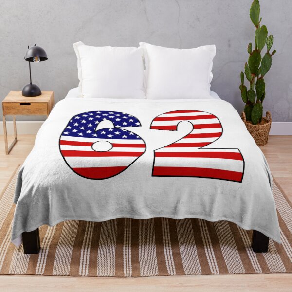 Item preview, Number 62 with USA flag on the background designed and sold by AllShirts21.