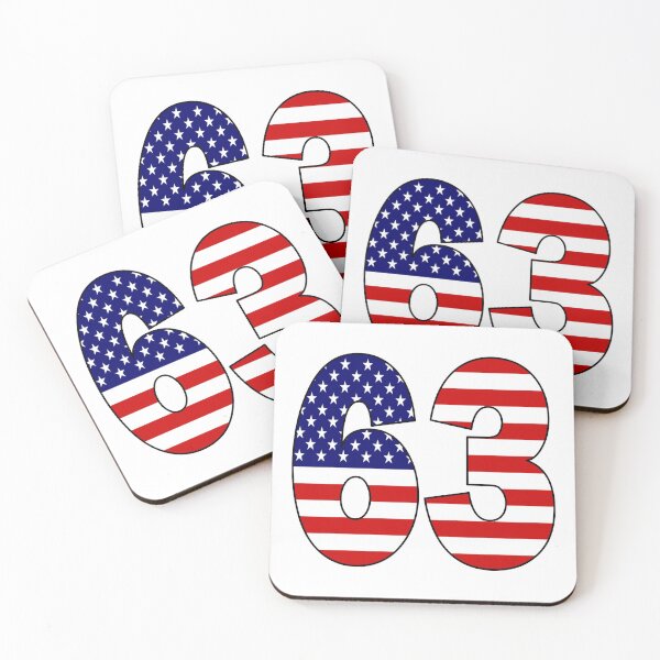 Item preview, Number 63 with USA flag on the background designed and sold by AllShirts21.