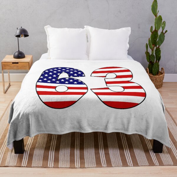 Item preview, Number 63 with USA flag on the background designed and sold by AllShirts21.