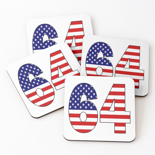 Item preview, Number 64 with USA flag on the background designed and sold by AllShirts21.