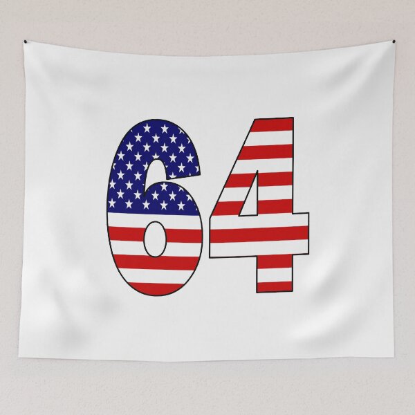 Item preview, Number 64 with USA flag on the background designed and sold by AllShirts21.