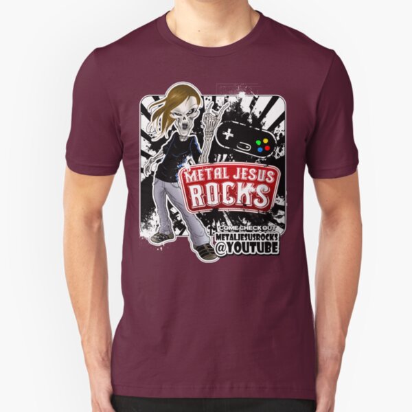Undead Rocker - Metal Jesus Rocks (YOUTUBE) Slim Fit T-Shirt