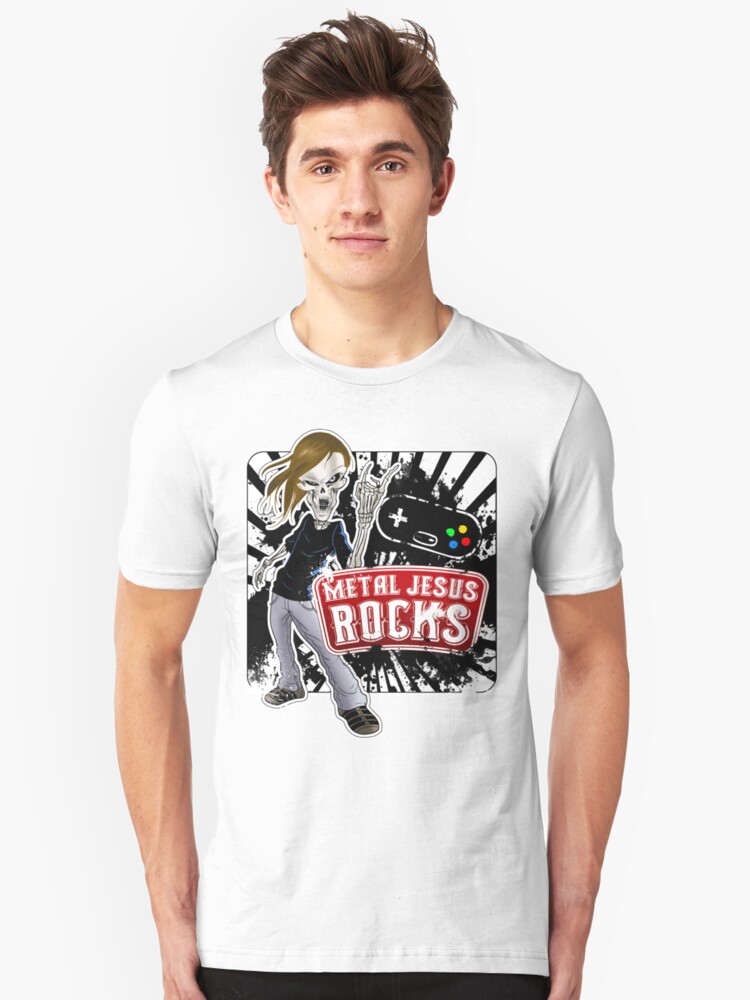 Alternate view of Undead Rocker - Metal Jesus Rocks Slim Fit T-Shirt