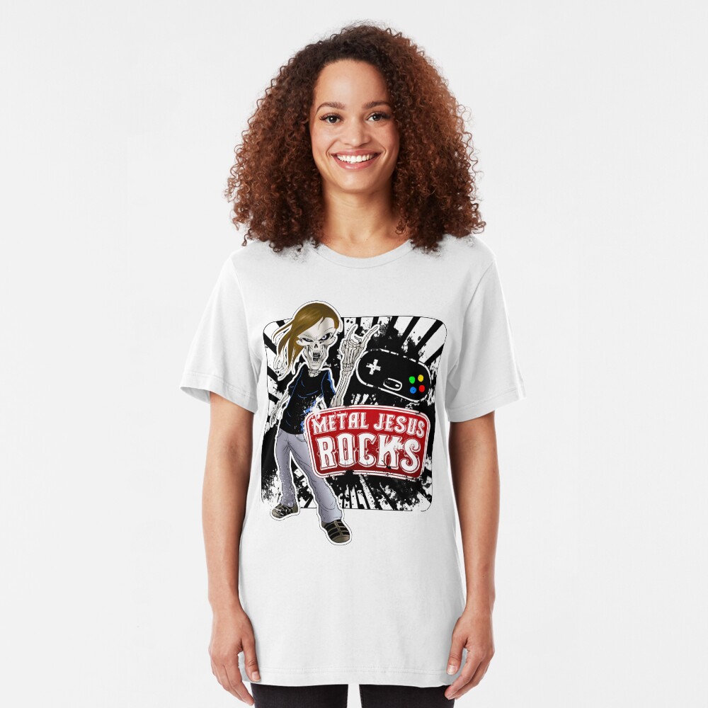Undead Rocker - Metal Jesus Rocks Slim Fit T-Shirt