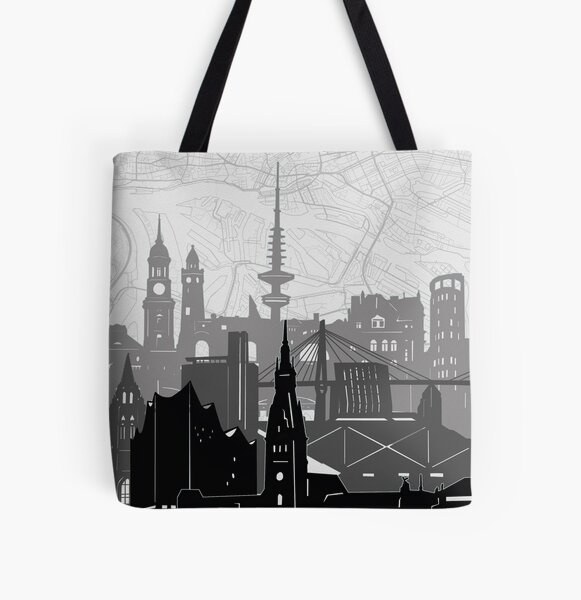 hamburg skyline All Over Print Tote Bag