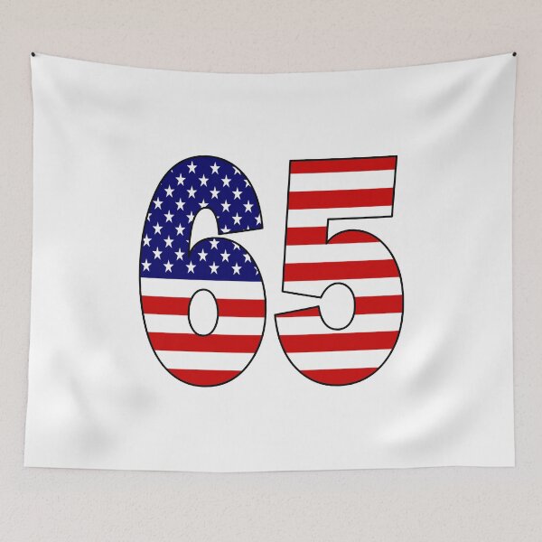 Item preview, Number 65 with USA flag on the background designed and sold by AllShirts21.