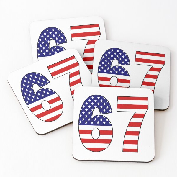 Item preview, Number 67 with USA flag on the background designed and sold by AllShirts21.