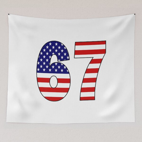 Item preview, Number 67 with USA flag on the background designed and sold by AllShirts21.