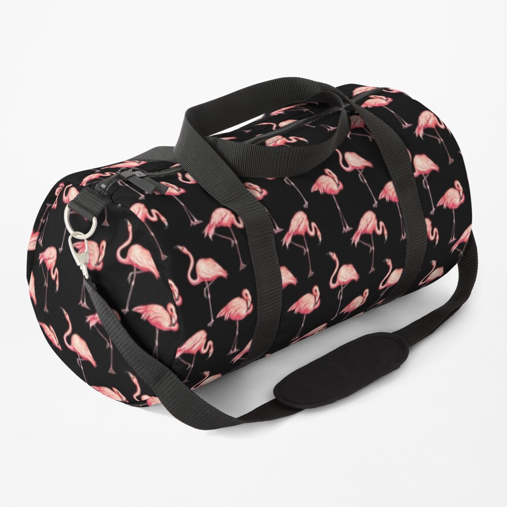 Flamingo Pattern - Black Duffle Bag