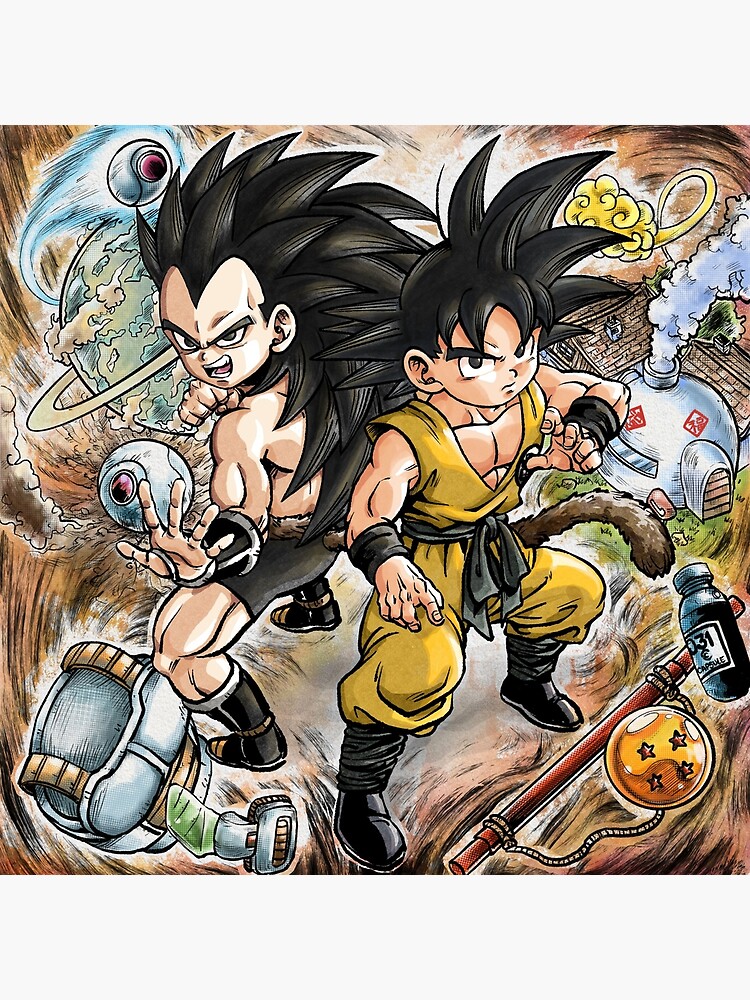 Goku and Raditz Art Board Print by FranFuentesArt