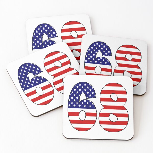Item preview, Number 68 with USA flag on the background designed and sold by AllShirts21.