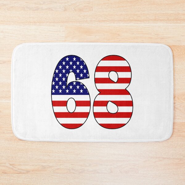 Item preview, Number 68 with USA flag on the background designed and sold by AllShirts21.