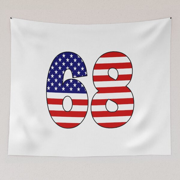 Item preview, Number 68 with USA flag on the background designed and sold by AllShirts21.