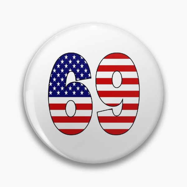 Item preview, Number 69 with USA flag on the background designed and sold by AllShirts21.
