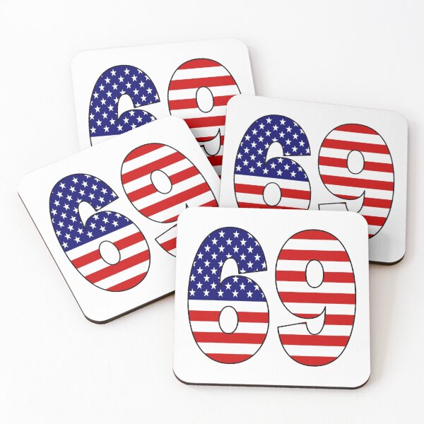Item preview, Number 69 with USA flag on the background designed and sold by AllShirts21.