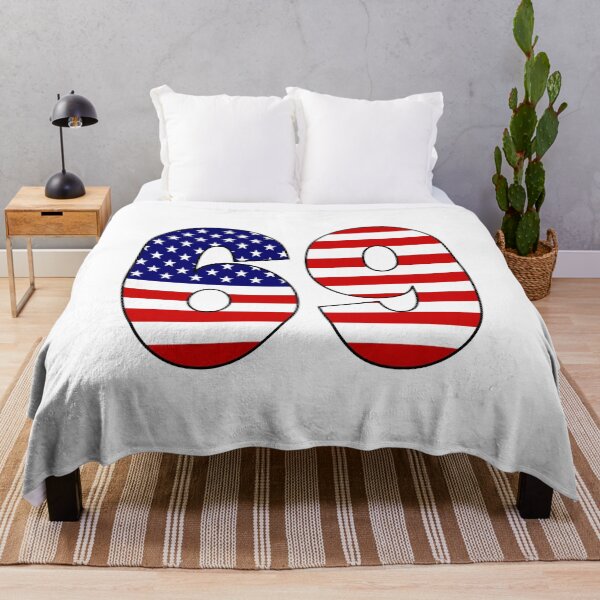 Item preview, Number 69 with USA flag on the background designed and sold by AllShirts21.