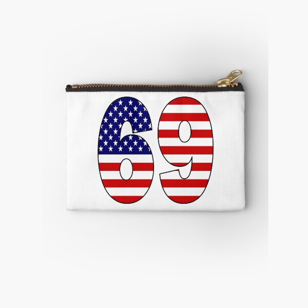 Item preview, Number 69 with USA flag on the background designed and sold by AllShirts21.