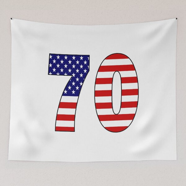 Item preview, Number 70 with USA flag on the background designed and sold by AllShirts21.