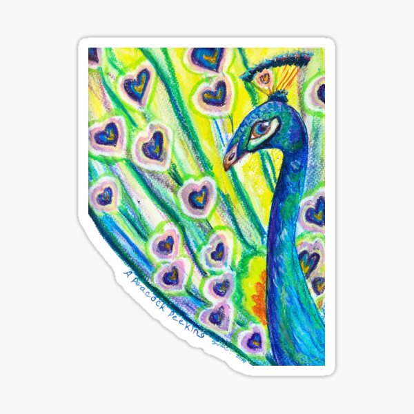 Peeking Peacock Sticker
