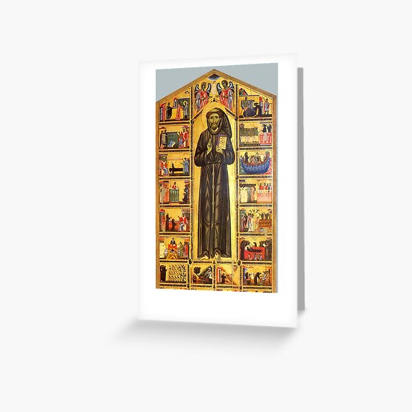 Saint Francis of Assisi and scenes from his life, 13th century Greeting Card