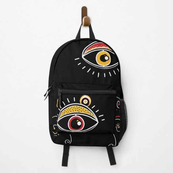 Item preview, Playful pop Boho Evil eye in Yellow and red on Black designed and sold by Lena Morf.